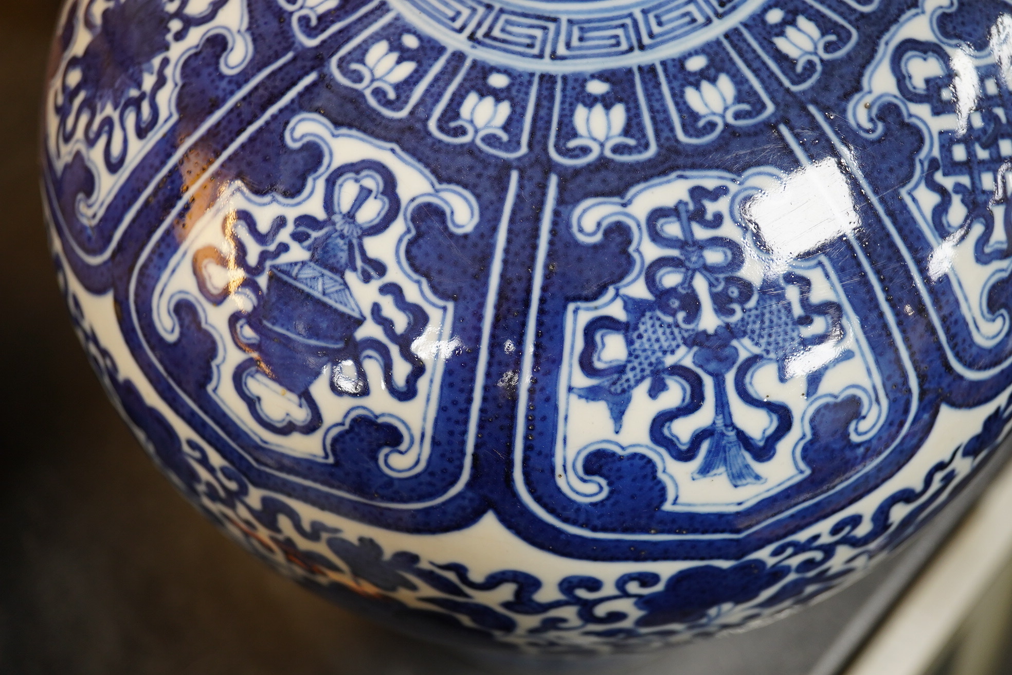 A Chinese blue and white meiping, Qianlong mark, early 20th century